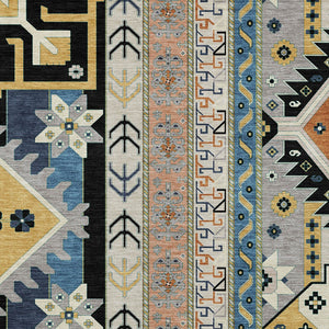 Homeroots 3' Black Ivory Copper Aztec Washable Indoor Outdoor Area Rug – Stylish, Durable, Easy Care Design 9' X 12' Polyester 598458