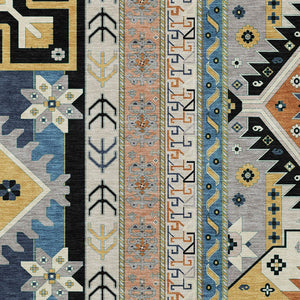 Homeroots 3' Black Ivory Copper Aztec Washable Indoor Outdoor Area Rug – Stylish, Durable, Easy Care Design 10' X 14' Polyester 598459