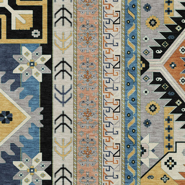 Homeroots 3' Black Ivory Copper Aztec Washable Indoor Outdoor Area Rug – Stylish, Durable, Easy Care Design 10' X 14' Polyester 598459