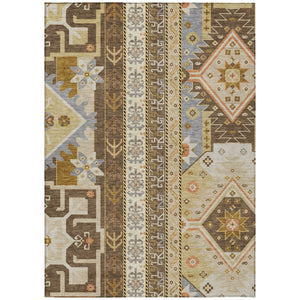 HomeRoots 5' Stylish Aztec Area Rug in Brown Beige and Ivory - Durable, Washable Design for Indoor & Outdoor Use 5' X 8' 598461
