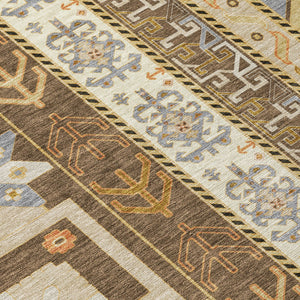 Homeroots 3' Black Ivory Copper Aztec Washable Indoor Outdoor Area Rug – Stylish, Durable, Easy Care Design 5' X 8' Polyester 598461