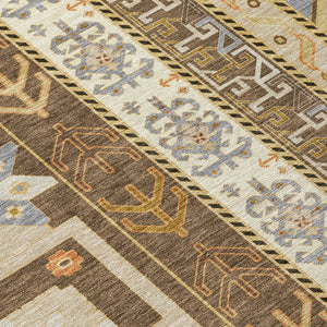 Homeroots 3' Black Ivory Copper Aztec Washable Indoor Outdoor Area Rug – Stylish, Durable, Easy Care Design 8' X 10' Polyester 598463