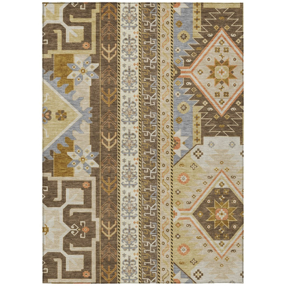 HomeRoots 9' Washable Aztec Area Rug in Brown, Beige & Ivory – Durable Indoor/Outdoor Design for High Traffic Spaces 598464