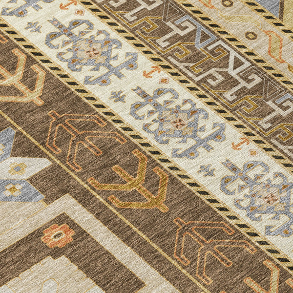 Homeroots 3' Black Ivory Copper Aztec Washable Indoor Outdoor Area Rug – Stylish, Durable, Easy Care Design 10' X 14' Polyester 598465