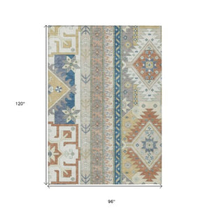 Homeroots 3' Black Ivory Copper Aztec Washable Indoor Outdoor Area Rug – Stylish, Durable, Easy Care Design 8' X 10' Polyester 598469