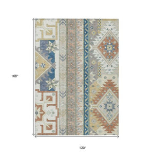 Homeroots 3' Black Ivory Copper Aztec Washable Indoor Outdoor Area Rug – Stylish, Durable, Easy Care Design 10' X 14' Polyester 598471