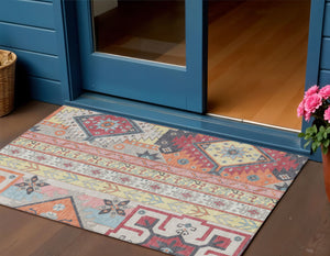 Homeroots 3' Black Ivory Copper Aztec Washable Indoor Outdoor Area Rug – Stylish, Durable, Easy Care Design 3' X 5' Polyester 598472