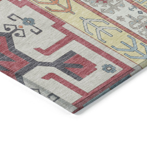 HomeRoots 5' Durable Pink and Yellow Aztec Area Rug – Stylish Washable Design for Indoor and Outdoor Use 8' X 10' 598475