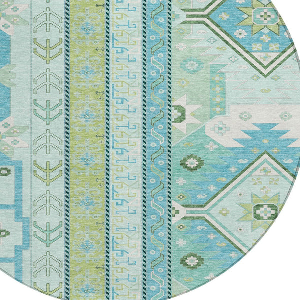 Homeroots 3' Black Ivory Copper Aztec Washable Indoor Outdoor Area Rug – Stylish, Durable, Easy Care Design 8' Round Polyester 598480