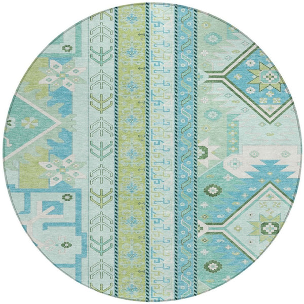 Homeroots 3' Black Ivory Copper Aztec Washable Indoor Outdoor Area Rug – Stylish, Durable, Easy Care Design 8' Round Polyester 598480