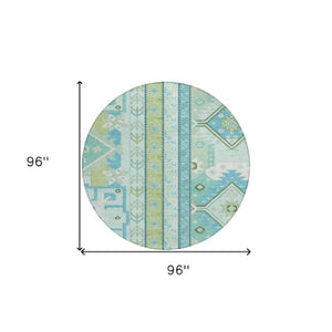 Homeroots 3' Black Ivory Copper Aztec Washable Indoor Outdoor Area Rug – Stylish, Durable, Easy Care Design 8' Round Polyester 598480