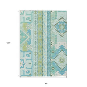 Homeroots 3' Black Ivory Copper Aztec Washable Indoor Outdoor Area Rug – Stylish, Durable, Easy Care Design 8' X 10' Polyester 598481