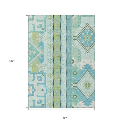 Homeroots 3' Black Ivory Copper Aztec Washable Indoor Outdoor Area Rug – Stylish, Durable, Easy Care Design 8' X 10' Polyester 598481