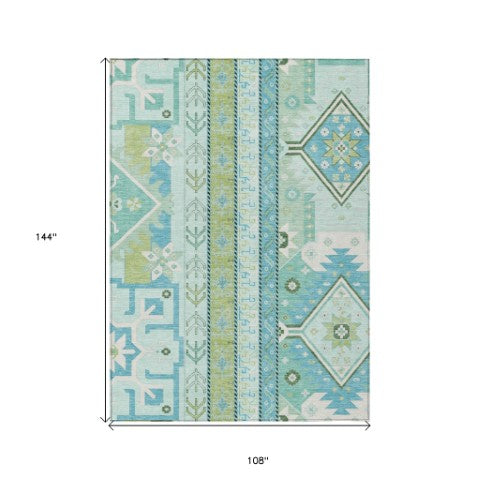 Homeroots 3' Black Ivory Copper Aztec Washable Indoor Outdoor Area Rug – Stylish, Durable, Easy Care Design 9' X 12' Polyester 598482