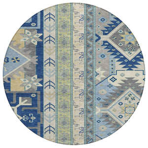 HomeRoots 5' Stylish Aztec Area Rug for Indoor & Outdoor Use – Durable, Washable, and Eye-Catching Design 8' Round 598486