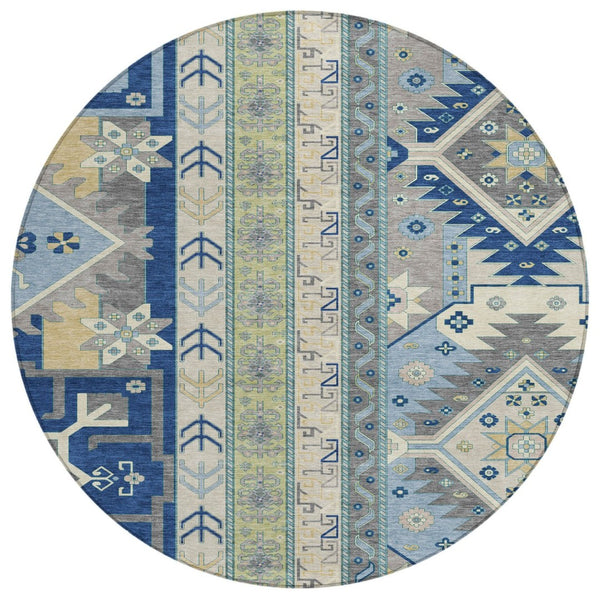 HomeRoots 5' Stylish Aztec Area Rug for Indoor & Outdoor Use – Durable, Washable, and Eye-Catching Design 8' Round 598486