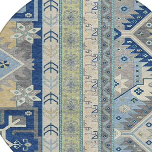 Homeroots 3' Black Ivory Copper Aztec Washable Indoor Outdoor Area Rug – Stylish, Durable, Easy Care Design 8' Round Polyester 598486