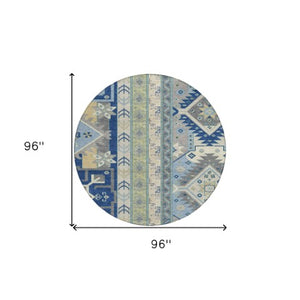 Homeroots 3' Black Ivory Copper Aztec Washable Indoor Outdoor Area Rug – Stylish, Durable, Easy Care Design 8' Round Polyester 598486