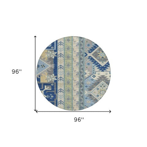 Homeroots 3' Black Ivory Copper Aztec Washable Indoor Outdoor Area Rug – Stylish, Durable, Easy Care Design 8' Round Polyester 598486