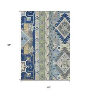 Homeroots 3' Black Ivory Copper Aztec Washable Indoor Outdoor Area Rug – Stylish, Durable, Easy Care Design 10' X 14' Polyester 598489