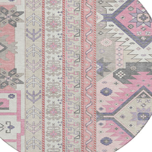 Homeroots 3' Black Ivory Copper Aztec Washable Indoor Outdoor Area Rug – Stylish, Durable, Easy Care Design 8' Round Polyester 598492