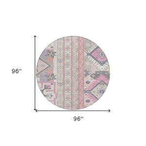 Homeroots 3' Black Ivory Copper Aztec Washable Indoor Outdoor Area Rug – Stylish, Durable, Easy Care Design 8' Round Polyester 598492