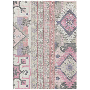 HomeRoots 5' Stylish Pink, Gray & Ivory Aztec Washable Area Rug for Indoor/Outdoor Spaces, Cozy & Durable 10' X 14' 598495