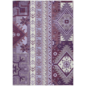 HomeRoots 5' Indoor Outdoor Area Rug - Stylish Purple Lavender & Ivory Aztec Design for Easy Maintenance 5' X 8' 598497