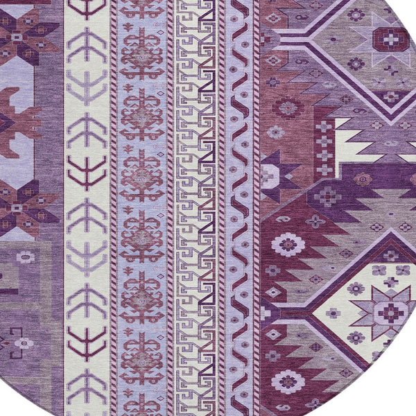 Homeroots 3' Black Ivory Copper Aztec Washable Indoor Outdoor Area Rug – Stylish, Durable, Easy Care Design 8' Round Polyester 598498