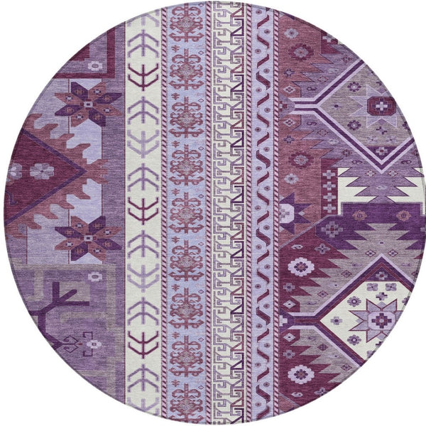 Homeroots 3' Black Ivory Copper Aztec Washable Indoor Outdoor Area Rug – Stylish, Durable, Easy Care Design 8' Round Polyester 598498