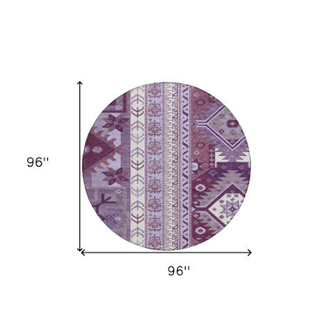 Homeroots 3' Black Ivory Copper Aztec Washable Indoor Outdoor Area Rug – Stylish, Durable, Easy Care Design 8' Round Polyester 598498