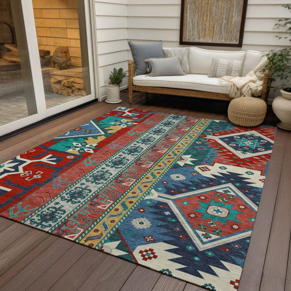 Homeroots 3' Black Ivory Copper Aztec Washable Indoor Outdoor Area Rug – Stylish, Durable, Easy Care Design 3' X 5' Polyester 598502