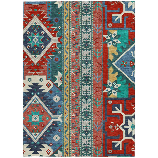 Homeroots 3' Black Ivory Copper Aztec Washable Indoor Outdoor Area Rug – Stylish, Durable, Easy Care Design 5' X 8' Polyester 598503