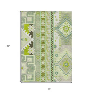 Homeroots 3' Black Ivory Copper Aztec Washable Indoor Outdoor Area Rug – Stylish, Durable, Easy Care Design 5' X 8' Polyester 598509