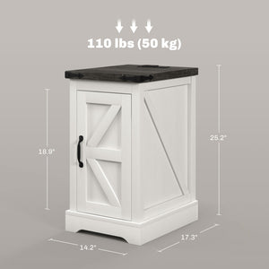 English Elm HOMCOM Farmhouse End Table with Drawer and Open Shelf for Small Spaces Sturdy MDF Accent Table White W2225P249998
