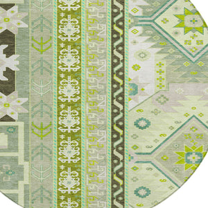 Homeroots 3' Black Ivory Copper Aztec Washable Indoor Outdoor Area Rug – Stylish, Durable, Easy Care Design 8' Round Polyester 598510