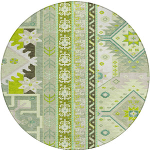 Homeroots 3' Black Ivory Copper Aztec Washable Indoor Outdoor Area Rug – Stylish, Durable, Easy Care Design 8' Round Polyester 598510