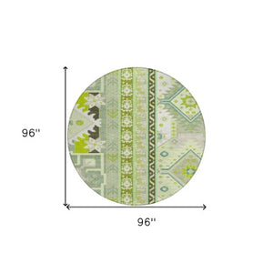 Homeroots 3' Black Ivory Copper Aztec Washable Indoor Outdoor Area Rug – Stylish, Durable, Easy Care Design 8' Round Polyester 598510