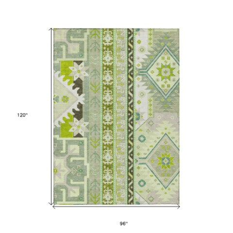 Homeroots 3' Black Ivory Copper Aztec Washable Indoor Outdoor Area Rug – Stylish, Durable, Easy Care Design 8' X 10' Polyester 598511