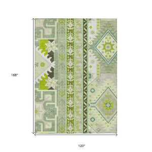 Homeroots 3' Black Ivory Copper Aztec Washable Indoor Outdoor Area Rug – Stylish, Durable, Easy Care Design 10' X 14' Polyester 598513