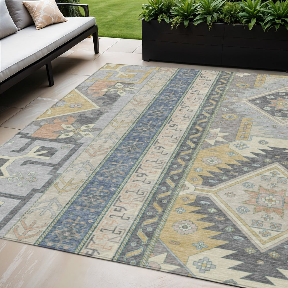 HomeRoots 5' Timeless Aztec-Inspired Washable Area Rug for Indoor & Outdoor Use – Durable & Stylish Design 5' X 8' 598515