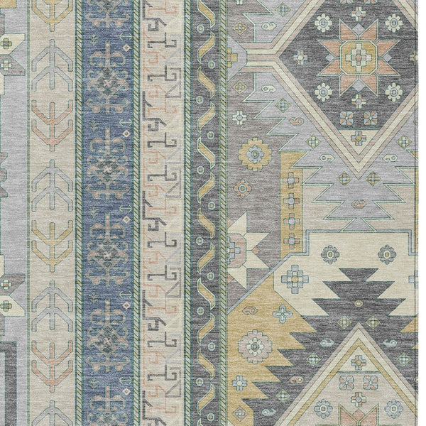 Homeroots 3' Black Ivory Copper Aztec Washable Indoor Outdoor Area Rug – Stylish, Durable, Easy Care Design 5' X 8' Polyester 598515