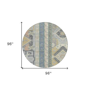 Homeroots 3' Black Ivory Copper Aztec Washable Indoor Outdoor Area Rug – Stylish, Durable, Easy Care Design 8' Round Polyester 598516