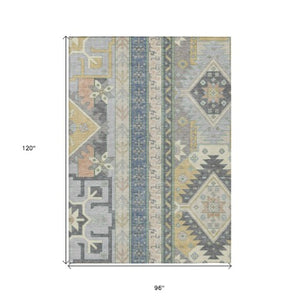 Homeroots 3' Black Ivory Copper Aztec Washable Indoor Outdoor Area Rug – Stylish, Durable, Easy Care Design 8' X 10' Polyester 598517