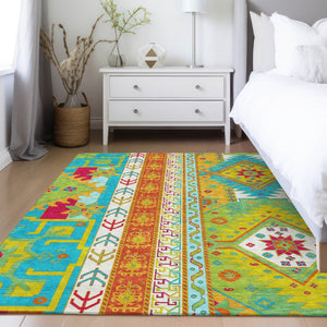 Homeroots 3' Black Ivory Copper Aztec Washable Indoor Outdoor Area Rug – Stylish, Durable, Easy Care Design 3' X 5' Polyester 598520