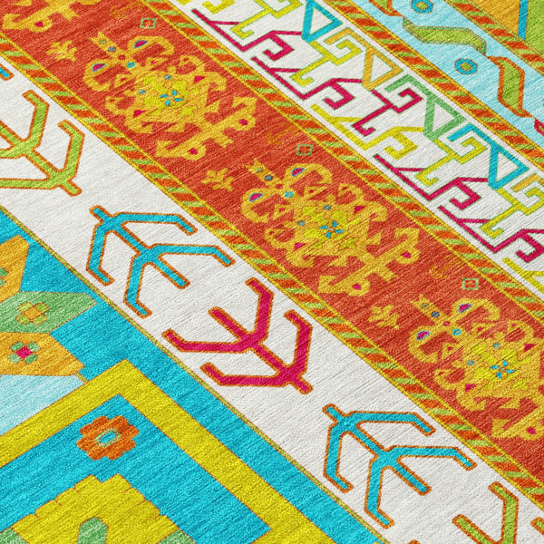 Homeroots 3' Black Ivory Copper Aztec Washable Indoor Outdoor Area Rug – Stylish, Durable, Easy Care Design 5' X 8' Polyester 598521