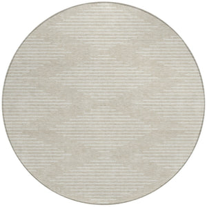 Homeroots 3' Beige And Ivory Geometric Washable Area Rug - Perfect For Indoor And Outdoor Spaces, Durable Design 8' Round Polyester 598528