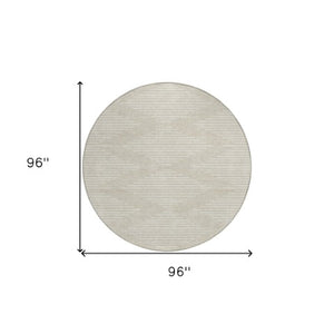 Homeroots 3' Beige And Ivory Geometric Washable Area Rug - Perfect For Indoor And Outdoor Spaces, Durable Design 8' Round Polyester 598528