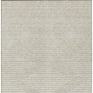 Homeroots 3' Beige And Ivory Geometric Washable Area Rug - Perfect For Indoor And Outdoor Spaces, Durable Design 8' X 10' Polyester 598529