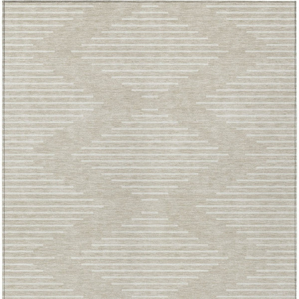 Homeroots 3' Beige And Ivory Geometric Washable Area Rug - Perfect For Indoor And Outdoor Spaces, Durable Design 8' X 10' Polyester 598529